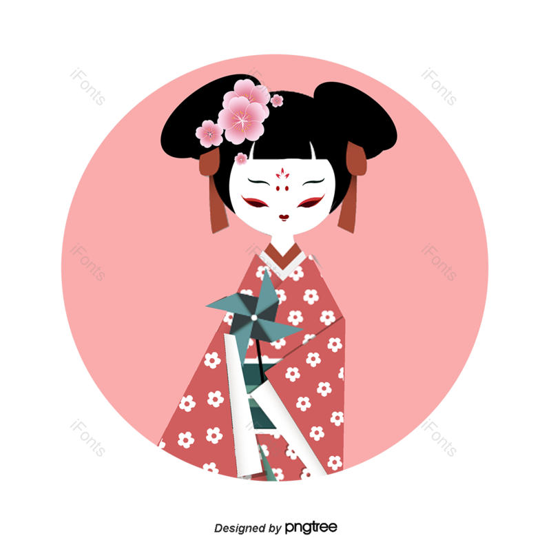 卡通人物图片,传统服饰元素,女性PNG,粉色免抠素材